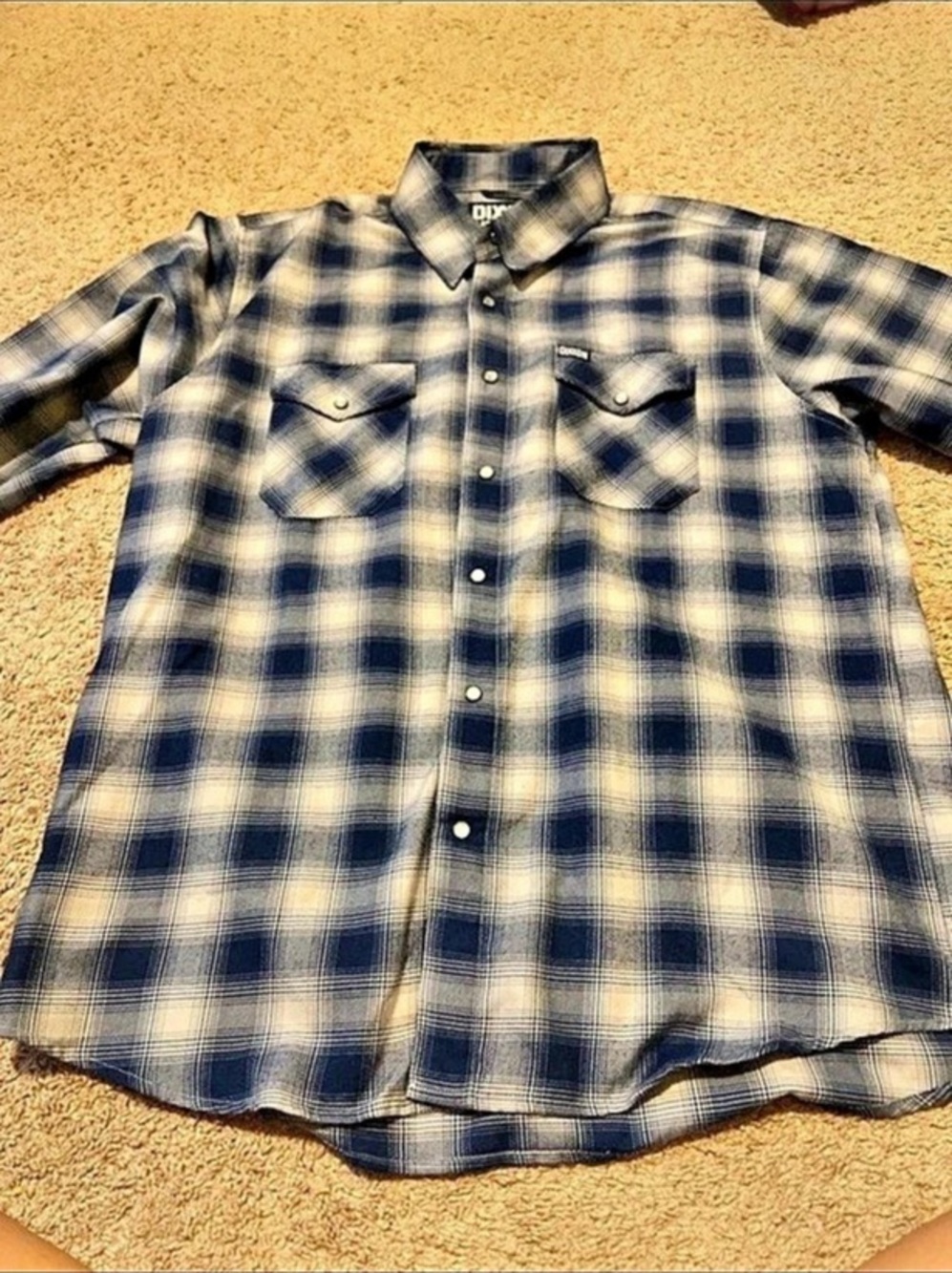 Dixxon The Midway Plaid Snap-Front Shirt in Blue & White XL